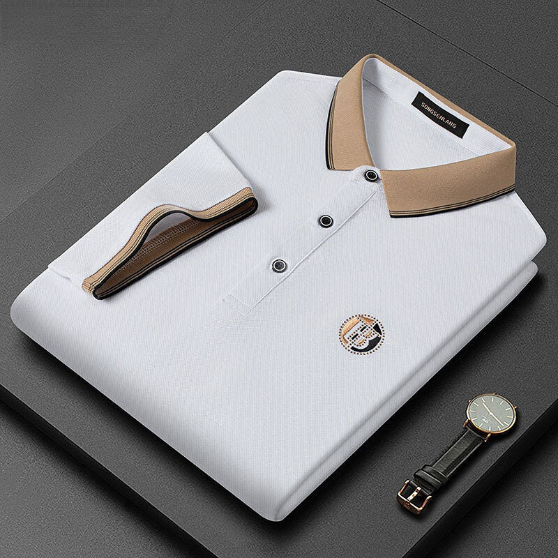 Polo-T-Shirt für Herren im koreanischen Stil mit kurzen Ärmeln und gesticktem Logo-Polos hirt