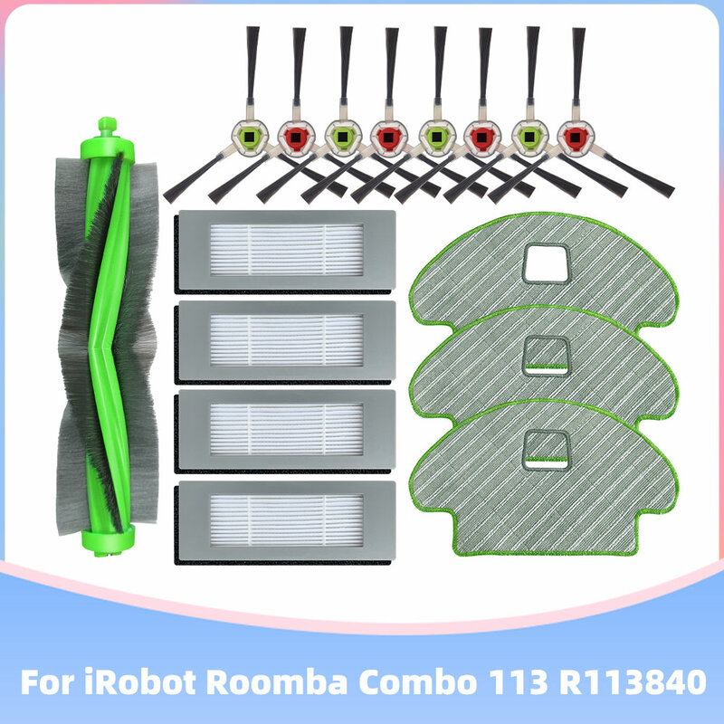 Lado principal Escova Filtro Mop Panos Peça de Substituição, Robot Vácuo Acessório, Compatível para iRobot Roomba Combo 111, 113, R113840