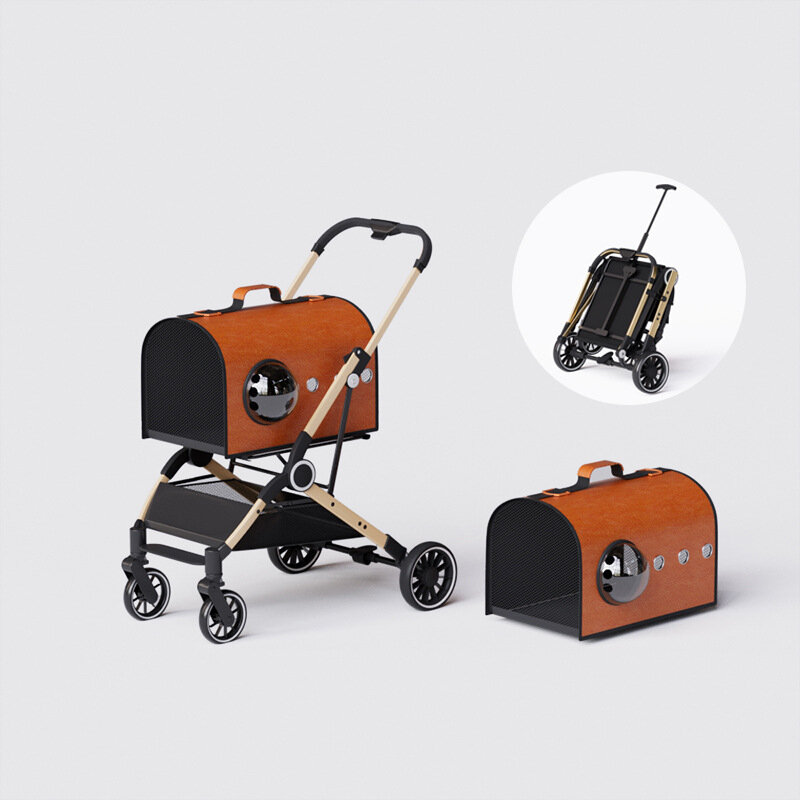 The new pet cart is lightweight, foldable, detachable, dog and cat cart, and goes out to push the cart