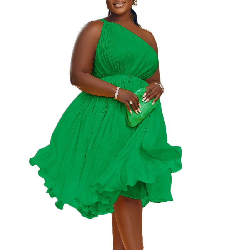 2023 letnie afrykańskie kobiety bez rękawów żółta czerwono-zielona poliestrowa plisowana poliestrowa sukienka do kolan sukienki afrykańskie dla kobiet
