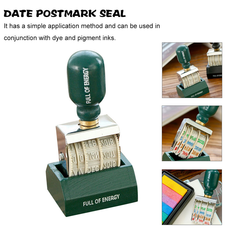 Portable Date Stamp DIY Multi-function Knob Date Roller Stamp School Stationery