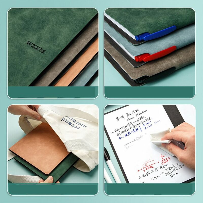Cuaderno de pizarra blanca A5 de cuero fácil de borrar, Bloc de notas de doble cara, pizarra blanca portátil para estudiantes, tablero de escritura de PU