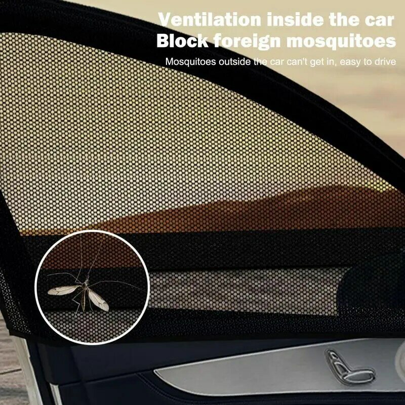 Pelindung pintu layar jendela mobil, 4 buah penutup pintu depan/belakang jendela samping UV sinar matahari jaring naungan jaring nyamuk mobil untuk mobil SUV MPV