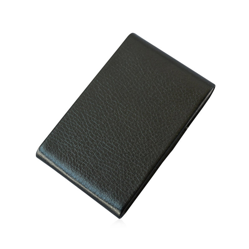 High Quality PU Leather Business Card Book Stainless Steel Name Card Holder Vertical Business Card Case Box