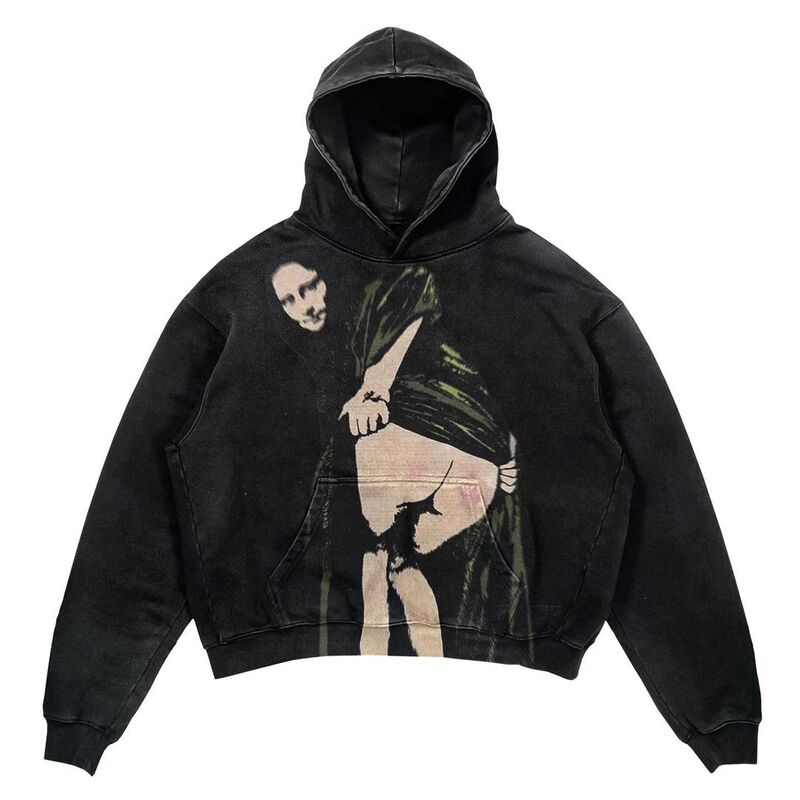 Y2k nádega impressão design hoodies mulheres streetwear goth moletom algodão coreano punk hip hop casais roupas superiores