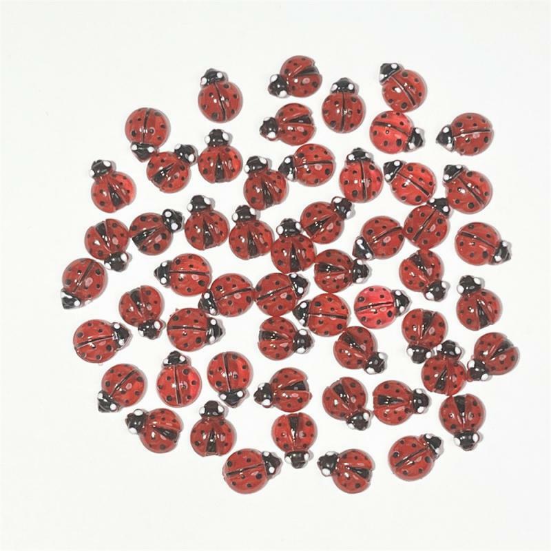 1 ~ 10 buah Aksesori seni kuku Resin Aksesori hewan kartun lucu tidak mudah pudar stiker kuku warna seragam Ladybug sehat