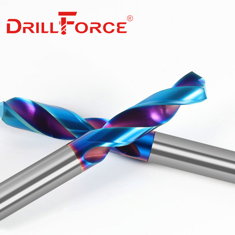Drillforce-OAL HRC65 Conjunto de brocas de carboneto sólido, flauta espiral, broca torcida para liga dura, ferramenta inoxidável, 2mm, 20mm x 100mm, 1Pc