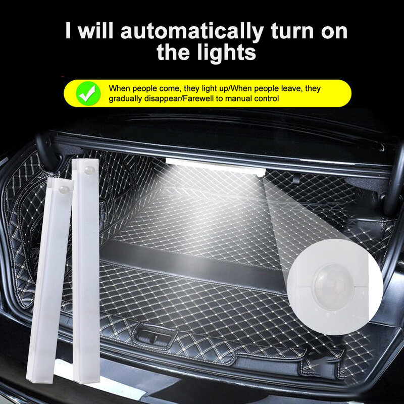 LED Car Sensor Light, Luz de Indução Automática, Tipo C Recarregável, Iluminação Inteligente, Magnético, Maual, Sensing Mode Lamp, 10 cm, 20 cm, 30cm
