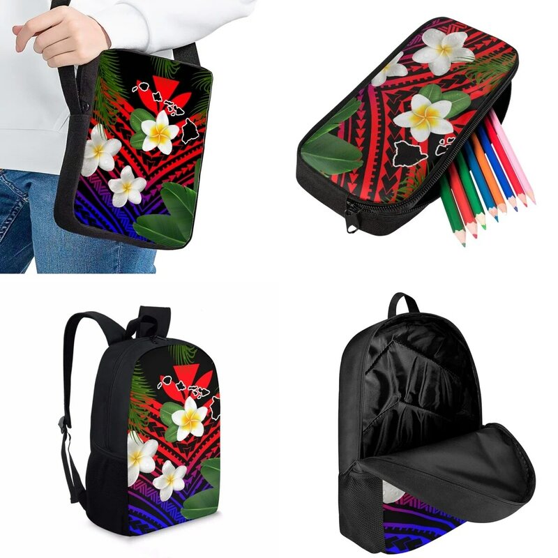 Jackherelook-mochila de viaje de estilo polinesiano para niños y niñas, informal de 3 piezas morral, a la moda, para estudiantes universitarios