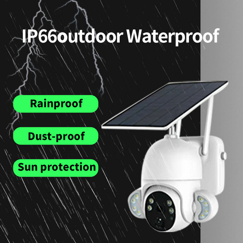 Caméra de surveillance IP solaire PTZ 2MP/1080p, dispositif de sécurité domestique sans fil, babyphone vidéo, avec détection humaine par IA, WIFI /4G
