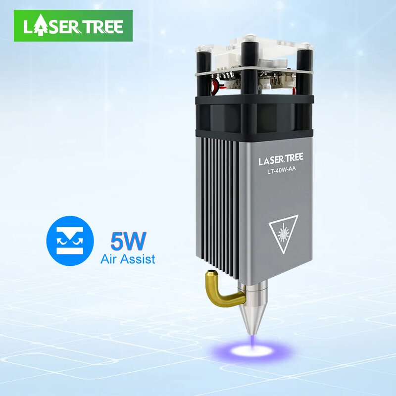 LASER TREE módulo láser con asistencia de aire, cabezal láser TTL para máquina de corte de grabado láser CNC, herramientas de trabajo de madera, 5W, 10W, 450nm