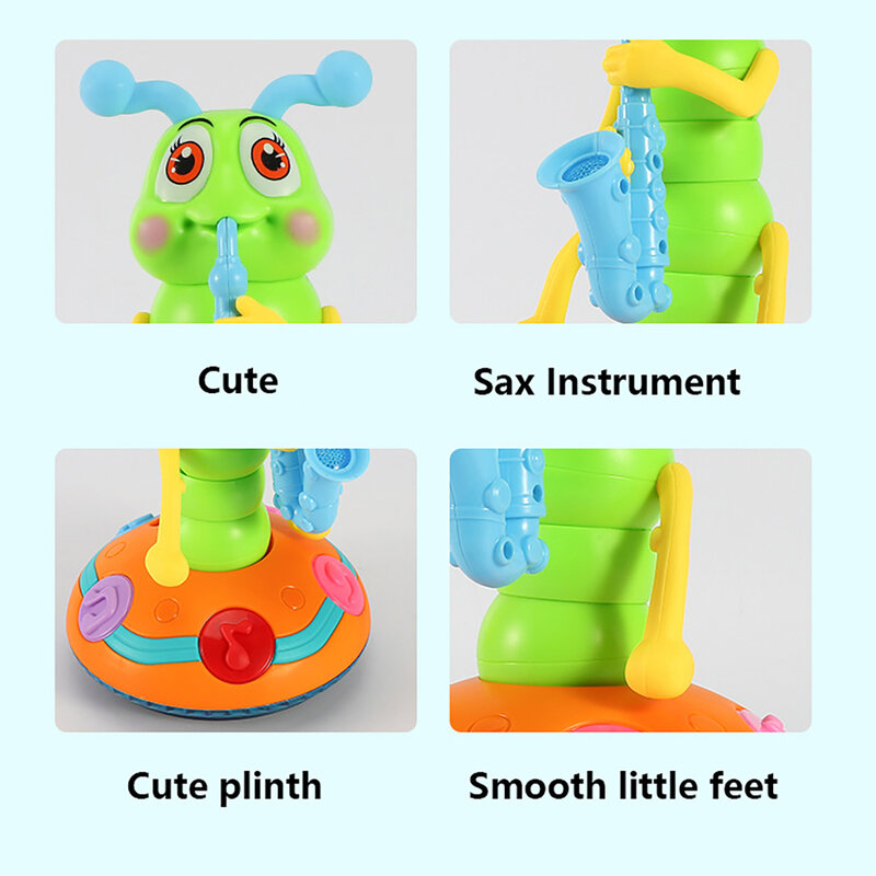 1PC Dancing Saxophone Caterpillar, Children's Electric Caterpillar Saxophone Toys, Automatic Obstacle Avoidance Dancing Toy