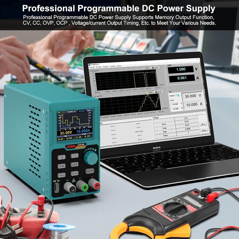 プログラム可能なDC電源,110v入力,高精度,4桁の複数の保護,pcソフトウェア,USB充電