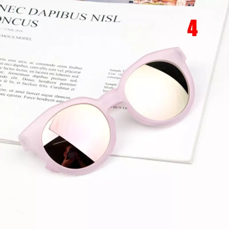 어린이용 다채로운 반사 거울 선글라스, 클래식 레트로 귀여운 선글라스, 라운드 아이웨어, UV400, 남녀공용, 인기 판매
