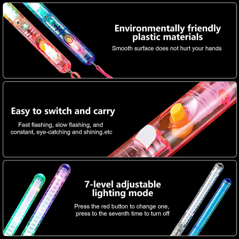 Tongkat busa menyala LED RGB, perlengkapan pesta ulang tahun pernikahan, tongkat bercahaya LED warna-warni ukuran besar, 12/15/30/60 buah