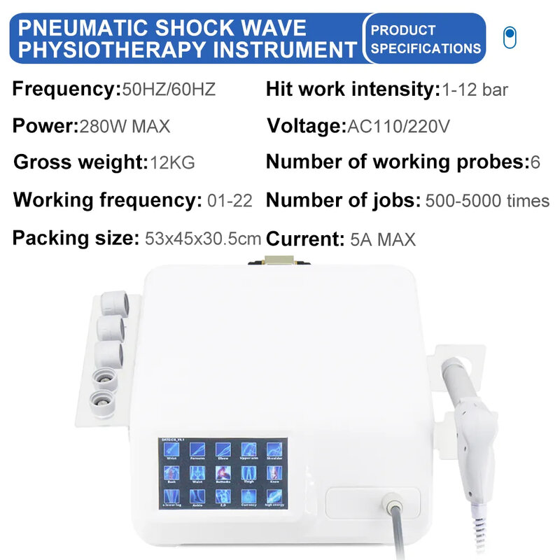 Shockwave Therapy Machine for ED Tratamento, alívio da dor, onda de choque profissional, massageador de relaxamento corporal, venda quente, 12Bar