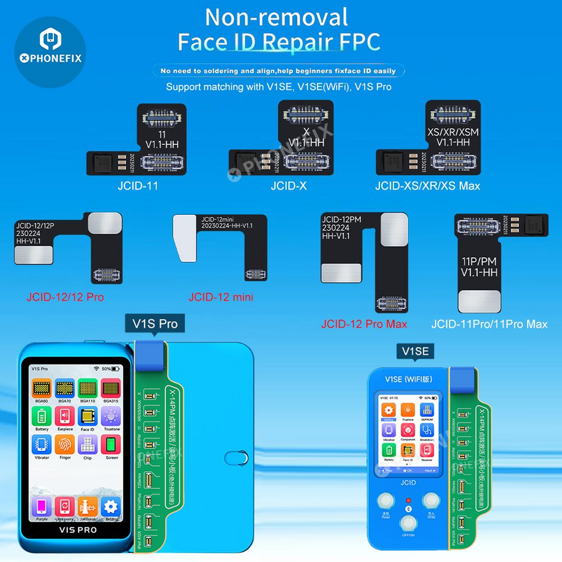 JC-Não-Remoção Face ID Repair, FPC Cabo Flex para iPhone X - 15Pro Max, Dot Matrix, Ativação Face ID, Ler Escrever Sem Solda