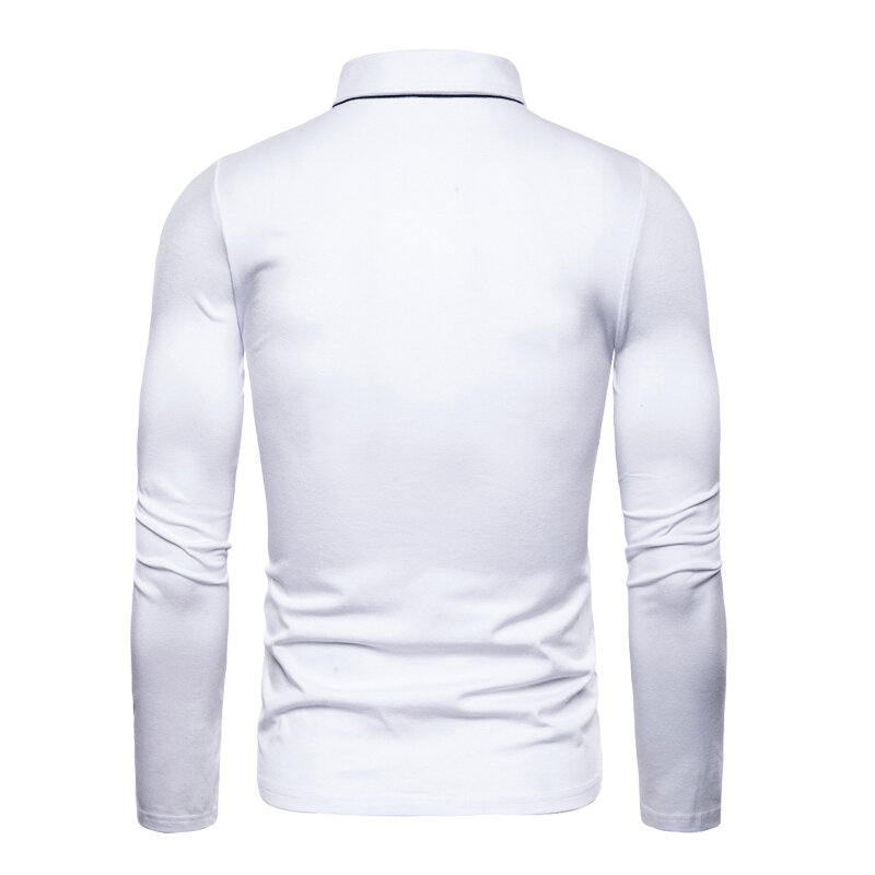 HDDHDHH-Camisa polo masculina de manga comprida, assentamento fino, novo bloco de cores, lapela estampada marca, primavera e outono