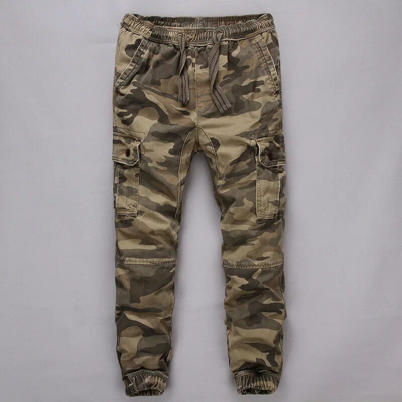 Wysokiej jakości męski wyjściowy modny spodnie taktyczne spodnie Cargo Camo luźne multi-pocket wiosna/jesień dorywczo spodnie spodnie do biegania