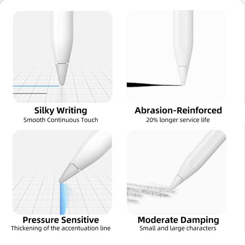 8 шт., сменные наконечники для карандашей Apple Pencil 1-го и 2-го поколения (белые)
