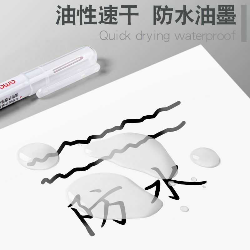 6/1PCS 0.7 1.0 3.0mm White Permanent Marker Pens Deep Hole Marker For Wood Rock Plastic Leather Glass Stone Metal Art