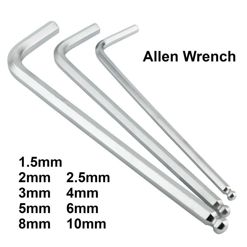 Llave Allen profesional disponible, 1,5mm, 2mm, 2,5mm, 3mm, 4mm, 5mm, 6mm, 8mm, 10mm