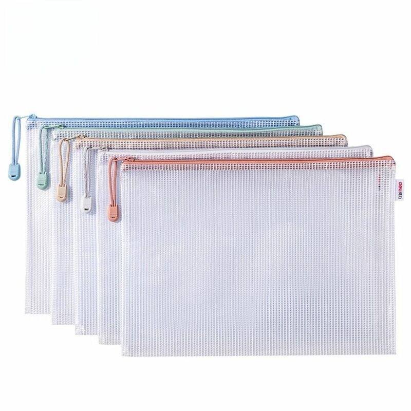 Student Stationery Minimalist School Office Supplies Zipper File Folders Storage Bags Document Bag A4 Mesh Zipper Pouch
