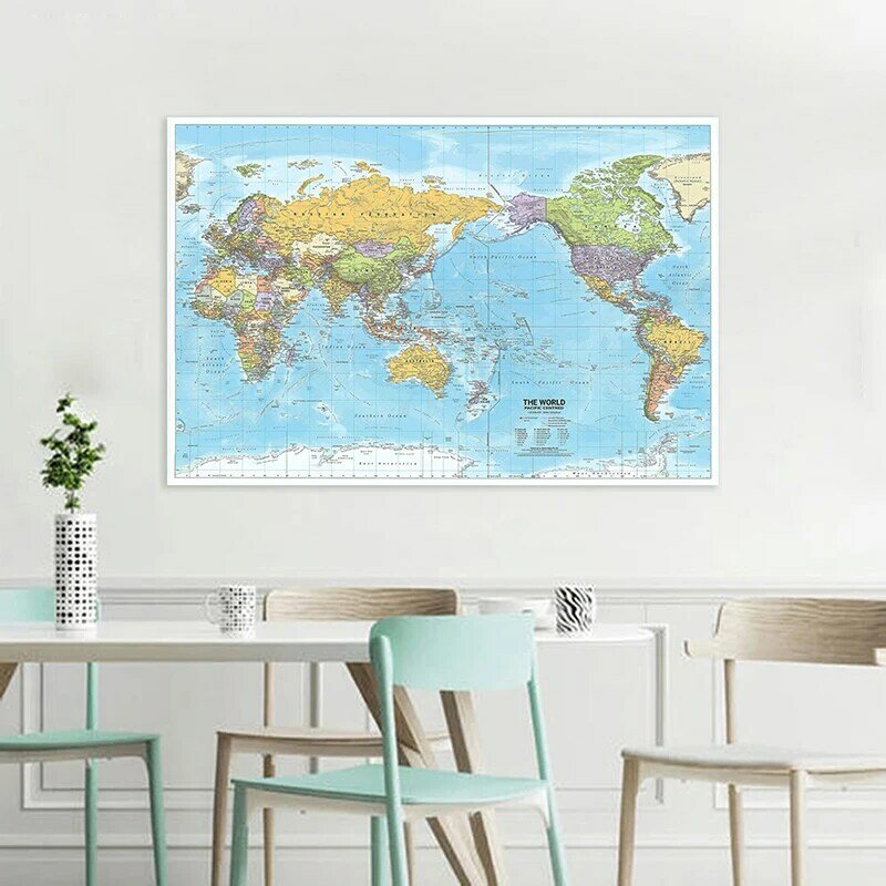 225*150cm 2012 mappa del mondo con stampe su tela di distribuzione politica mappa dettagliata delle immagini del mondo Home School Office Decor