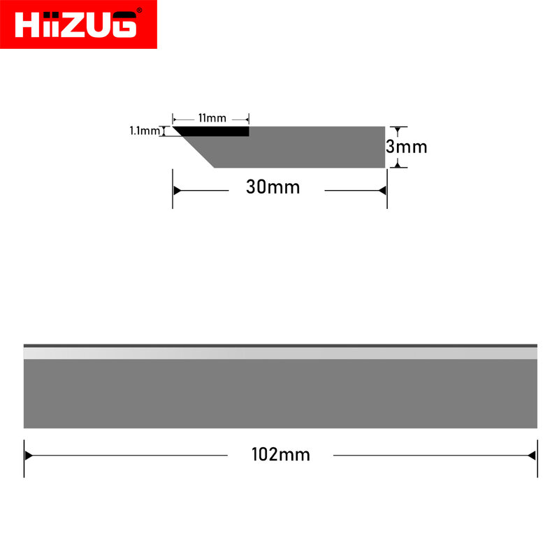 102mm×30mm×3mm Planer Blades Knives Resharpenable for Cutter Head of Thicknesser Surface Planer Machine Jointers TCT Set of 3PCS