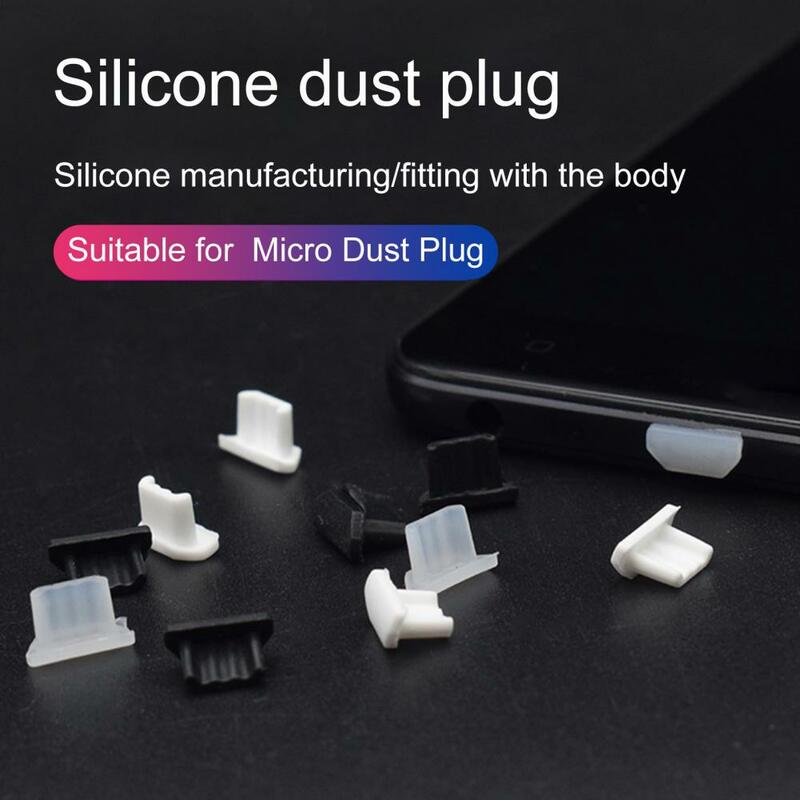 Bouchons anti-poussière en silicone pour téléphone, port de charge micro-USB, housse de protection, tampon anti-poussière, 5 pièces