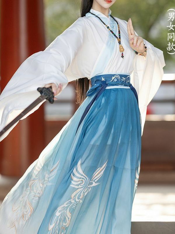 Hanfu-Disfraz de la dinastía Wei Jin para hombre y mujer, vestido antiguo de estilo chino, longitud de la cintura, ropa de primavera y otoño