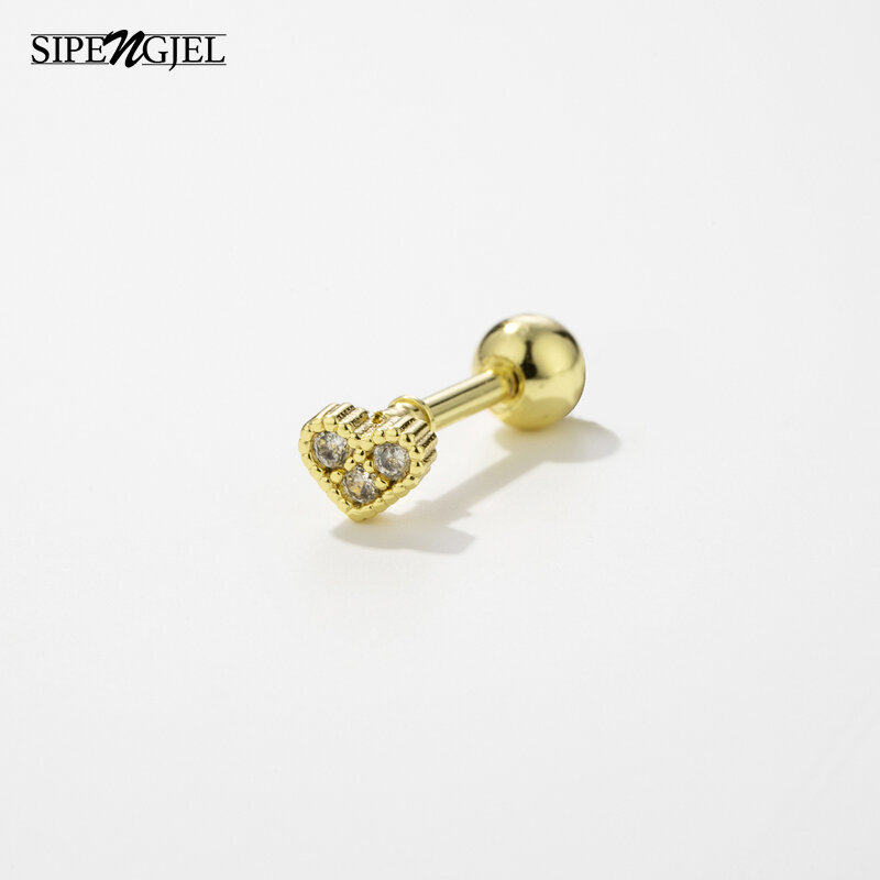 SIPENGJEL 1 قطعة الموضة الزركون صغيرة مستديرة حبة الأذن ثقب أقراط الزنمة الغضروف ترصيع القرط للنساء مجوهرات