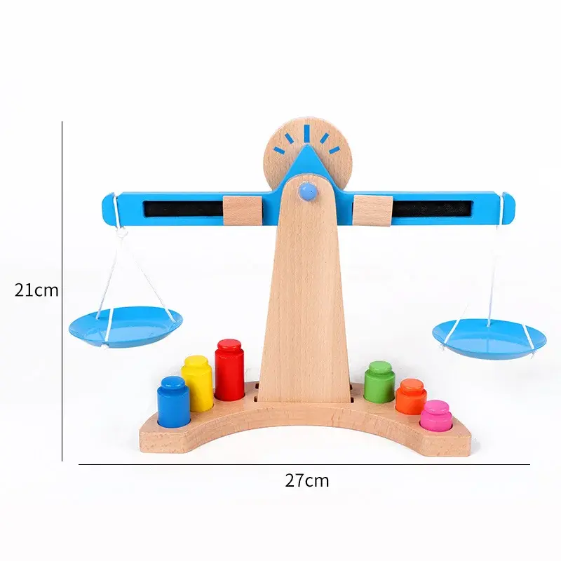 Balança de madeira modle pré-escolar bloco de educação brinquedo