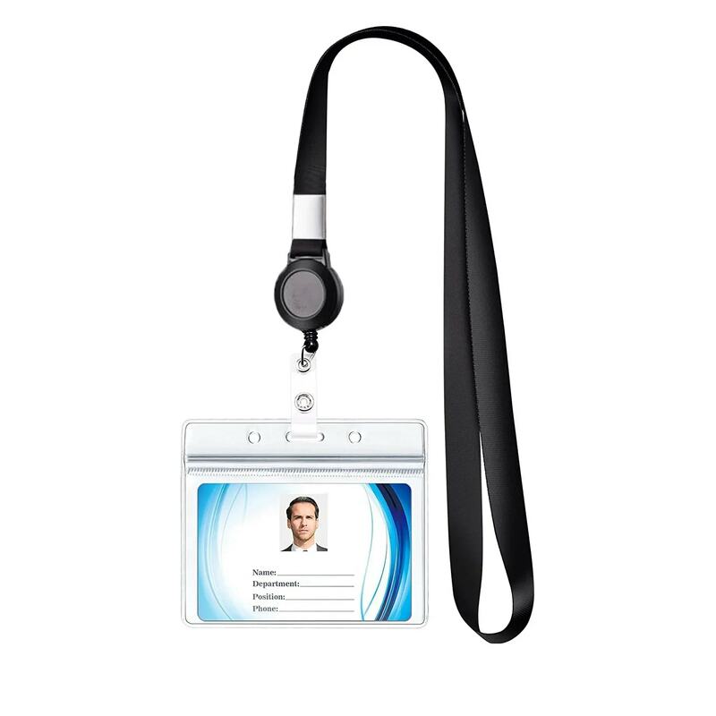 Retractable Badge Reel Neck Strap Lanyard with Card Cover for ID Card Cellphone Key Employee's Staff Work Card Badge Rope Strap