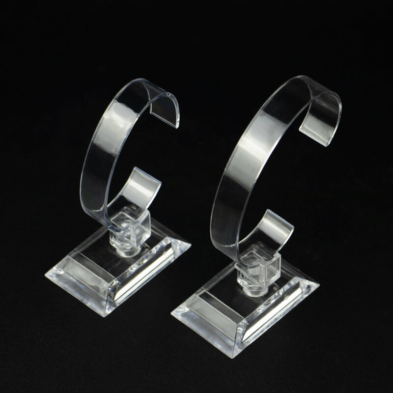 Estante de exhibición de plástico en forma de C, soporte de almacenamiento de pulseras, pulsera transparente, soporte de exhibición de relojes, organizador de joyas, 1 piezas