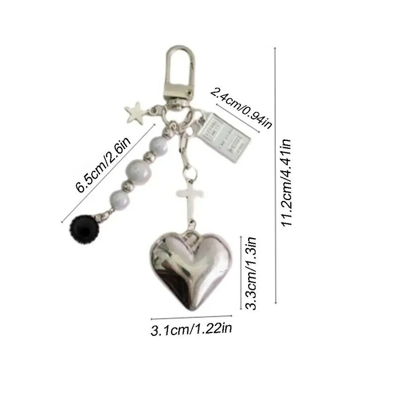 Metal Little Bear Pendant Keychain Car Keys Charm Fashion Ins Bead String Key Ring Creative Durable Love Pendant Keychain Gifts
