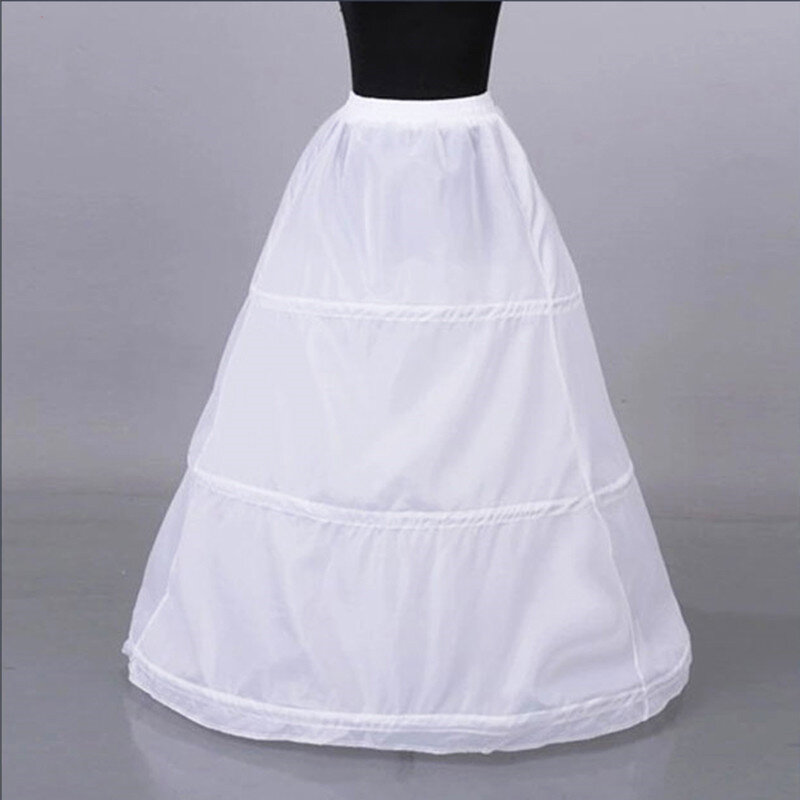 White Black Wedding Petticoats 3 Layers Steel Ring Elastic Waistband Wedding Accessories Bridal Underskirt for Women