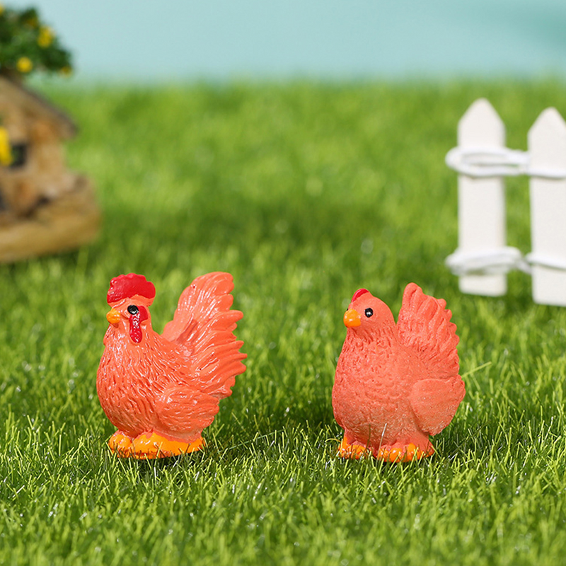 Micro Landscape Ornament Garden Rooster Decor Miniature Hen for Resin Sculptures Scene Decorations Chicken Figurine