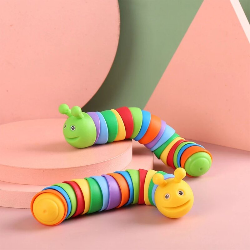 재미있는 피젯 슬러그 관절 감각 슬러그 장난감, 현실적인 웜 캐터필러 피젯 장난감, 어린이 성인 ADHD 자폐증 스트레스 해소