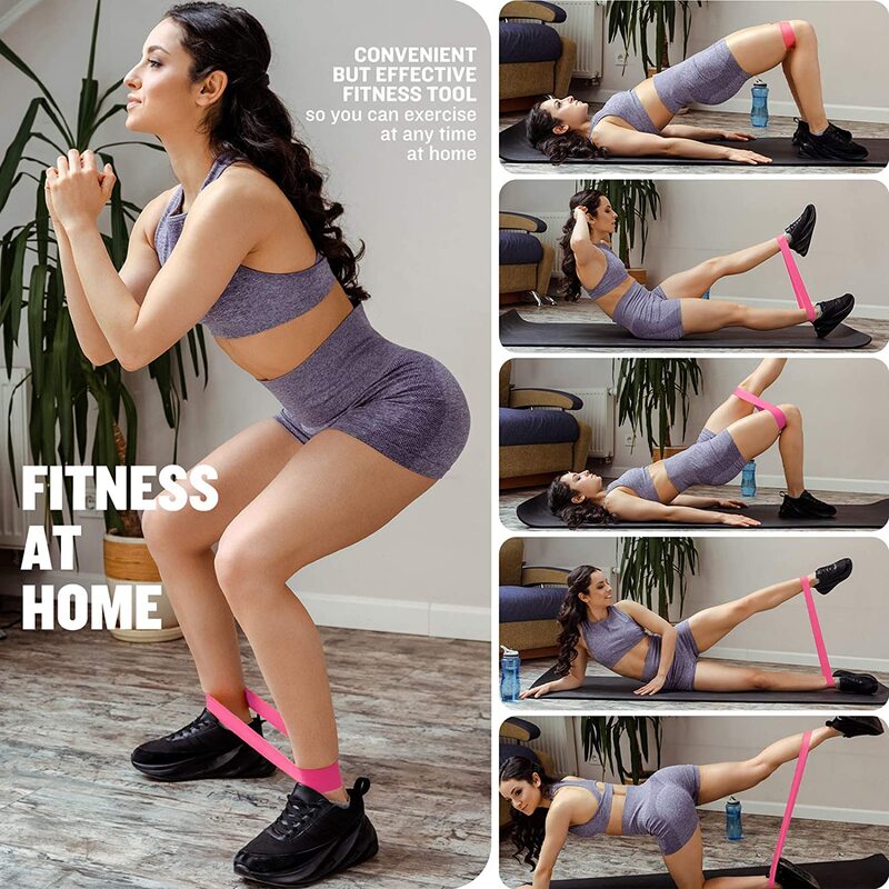 Gelang Yoga Tahan Karet 5 Gelang Kebugaran Elastis Latihan Latihan untuk Pilates Ekstensi Gym Peralatan Latihan Rumah