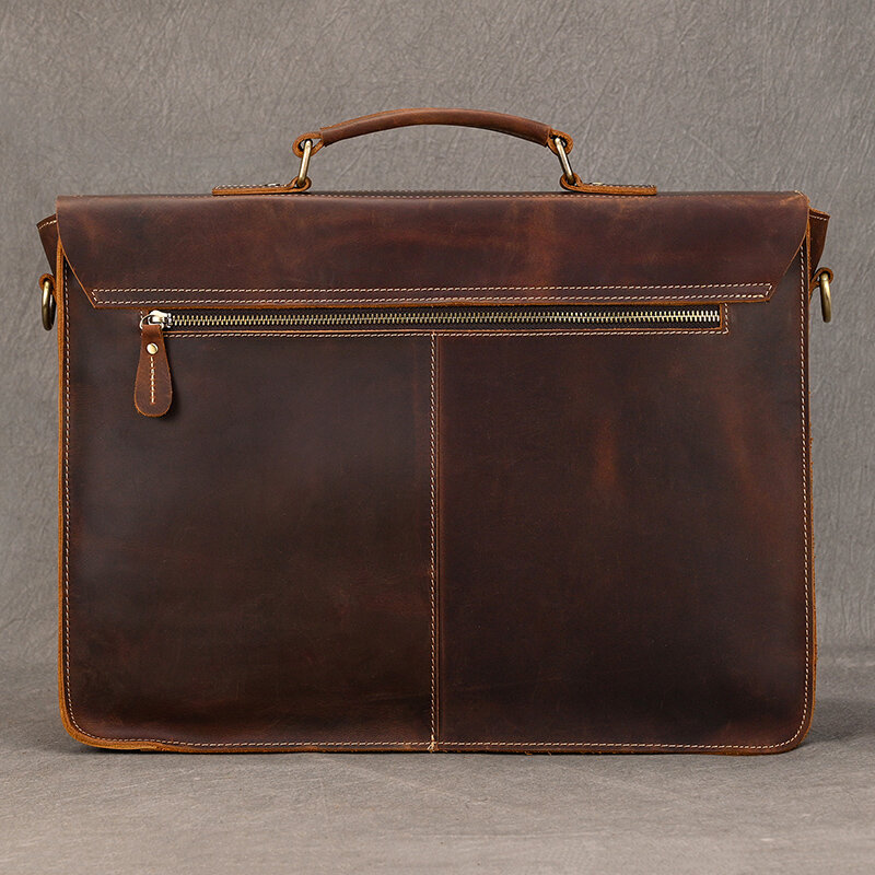 本革のブリーフケース,男性用の厚い牛革のビジネスバッグ,ラップトップに最適