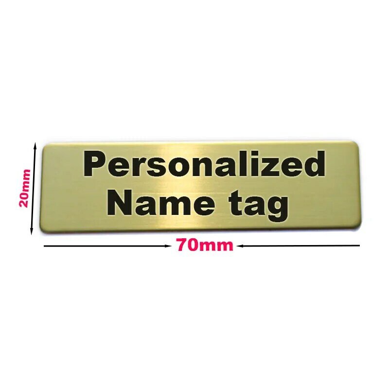 Porte-badge personnalisé en acier inoxydable, étiquette en métal personnalisée, gravé au laser, texte d'identification de l'étudiant, logo du personnel, 70x20mm