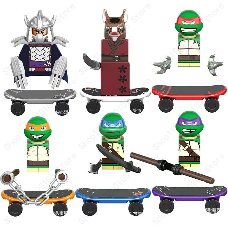 Klocki Anime Mini figurki figurka klocki żółw Ninja klocki Leo Raph Don montują klocki zabawki dla dzieci