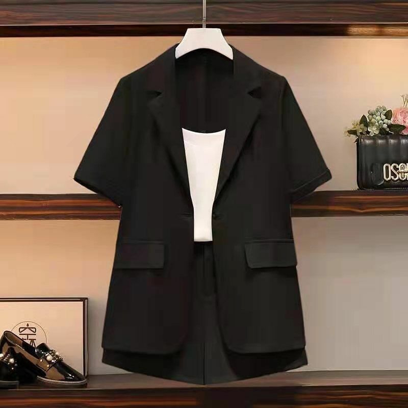 Модный женский комплект 2024 Корейская весна/лето тонкий западный костюм Пальто повседневные шорты Комплект из трех предметов