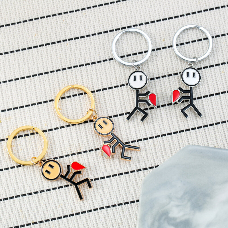 Bonito dos desenhos animados Matchman dedo coração magnético chaveiro, mochila pingente, jóias, presentes do dia dos namorados, casal moda, novo