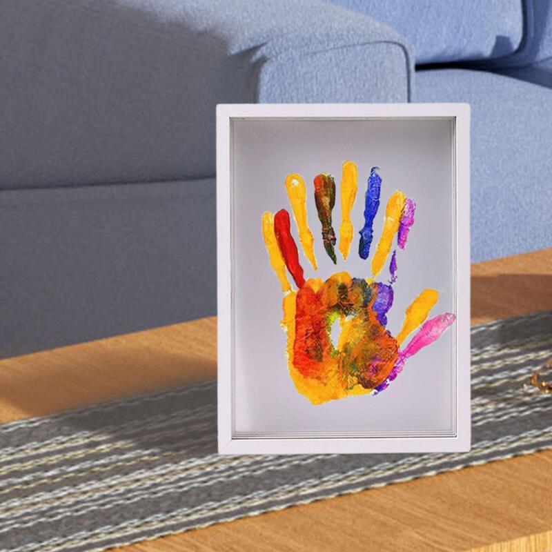 Kit de marco de impresión de mano familiar, hoja transparente, regalos de recuerdo, marco único de mano y huella para la familia, nuevos padres y abuelos