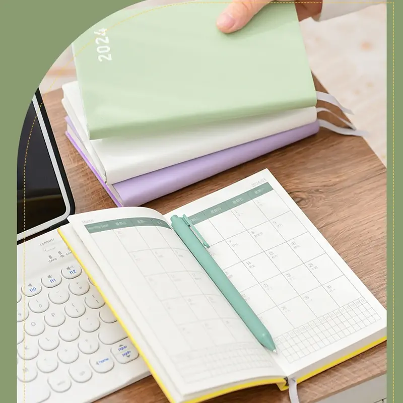 دفتر سنوي سميك جيب ، تقويم ، مخطط ، يومي ، جدول ، أسبوع ، صفحات ورقية ، مقاس ، إعداد ، أو