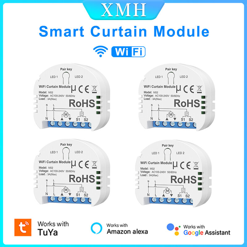 4pc Tuya WiFi Smart Curtain Switch Module Blind Switch for Roller Shutter Electric Motor Remote Control Smart Life Google Home