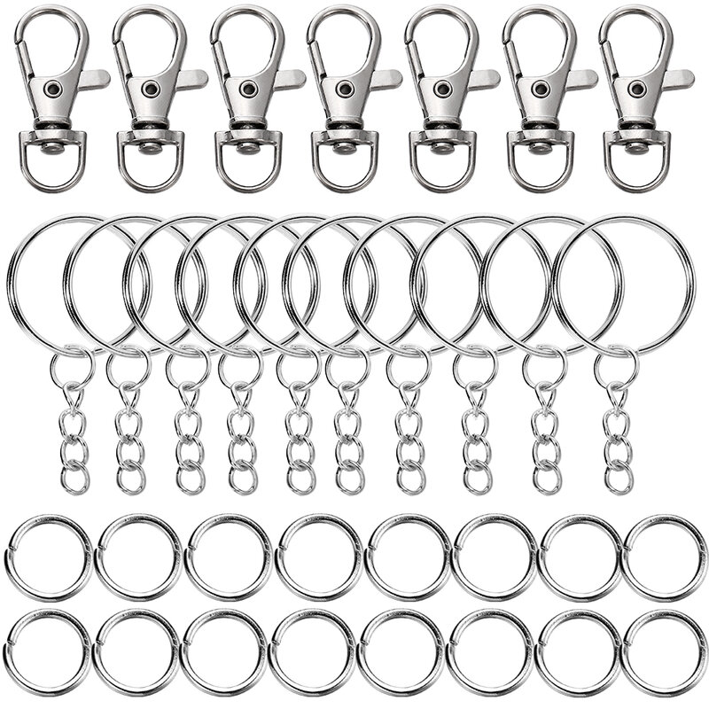 70 pz/set moschettone girevole e portachiavi con anelli di salto a catena connettori per portachiavi fai da te cordino forniture per la creazione di gioielli