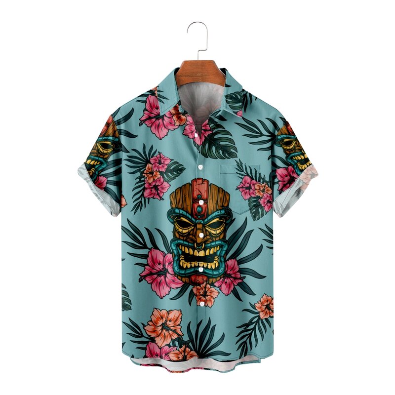 Men's Casual Shirts Vacation Bohemia Style Flowers Print  Casual Short Sleeve Shirts Cool Summer Tops Vintage Breathable